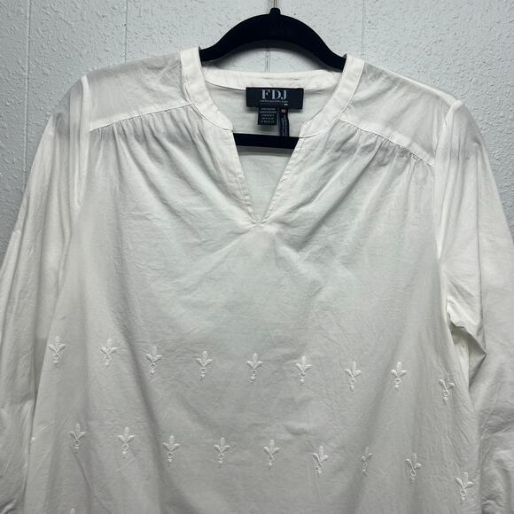 FDJ Women's Garden Core Peasant Coastal Embroidered Crochet Vacation Top Size 4 - Picture 3 of 14